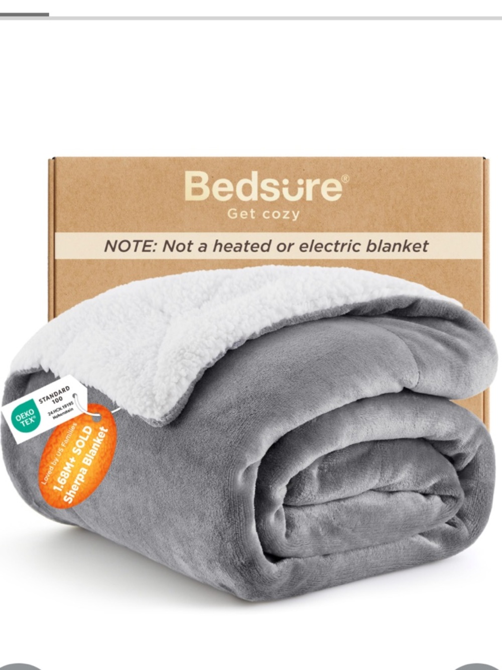 Bedsure ‘Gentlesoft’ Sherpa Fleece Blanket GRAY-TWIN 60x80”